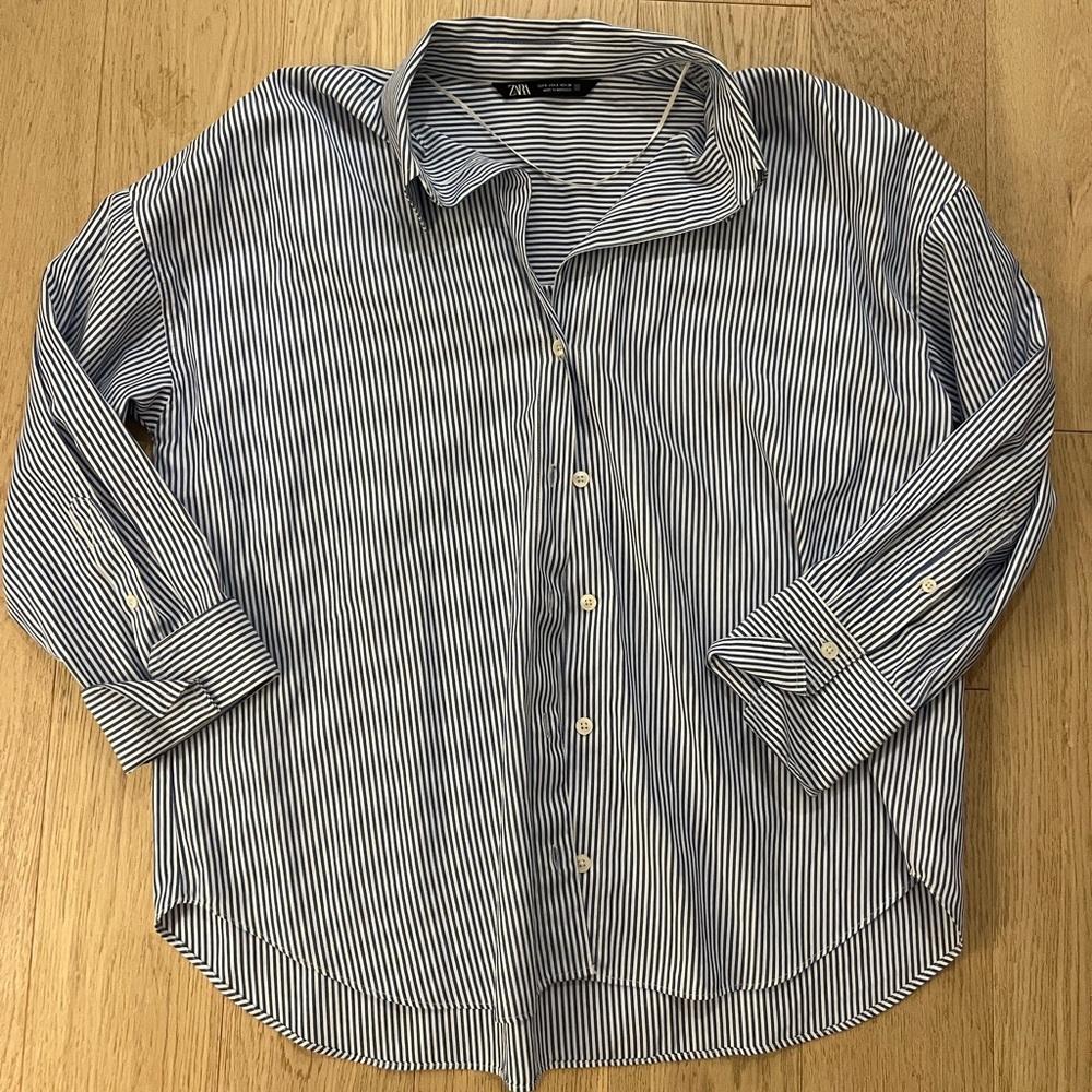Zara women’s Blue Striped over shirt